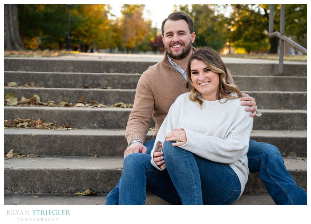 engagement photo on steps